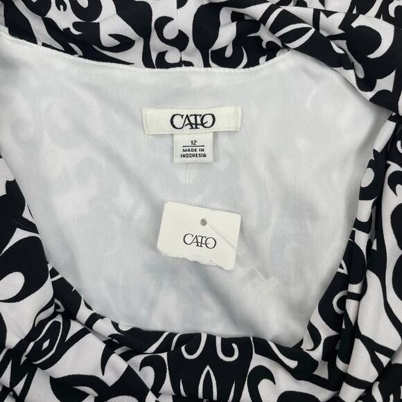 Cato Damask Cowl Neck Damask Print Mini Dress Black White Size 12 - Picture 8 of 8